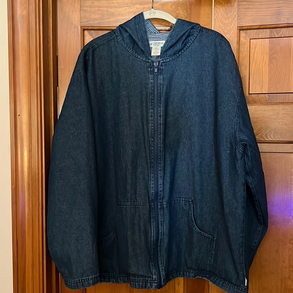 Cherokee long sleeve, hooded, cotton denim zippered jacket